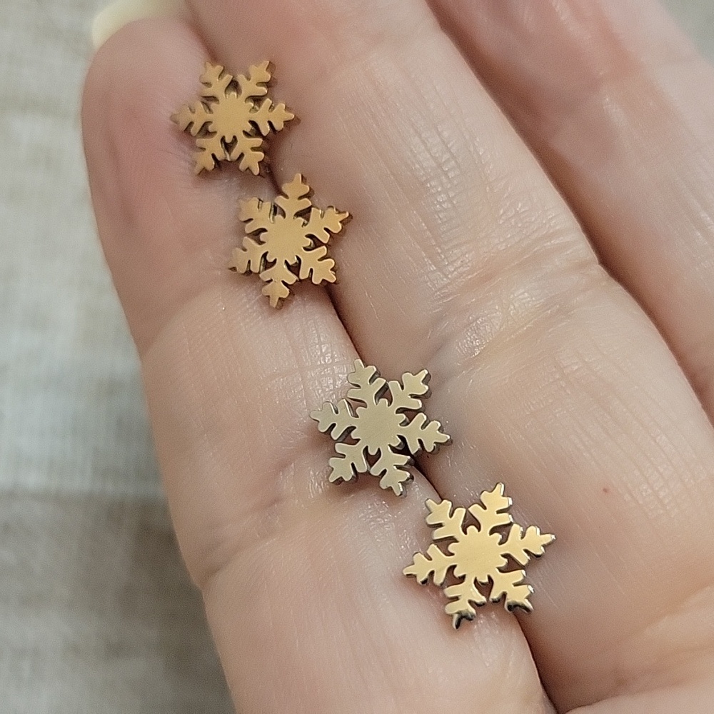 Snowflake Stud Earrings, Choice Of Color